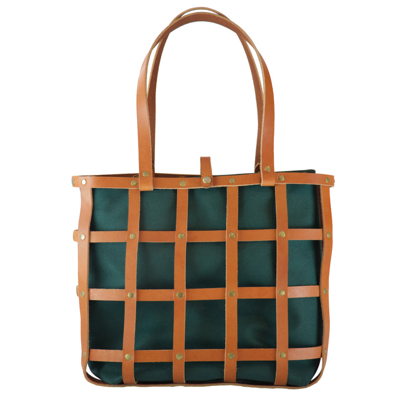 Leather Cage Tote: Chestnut