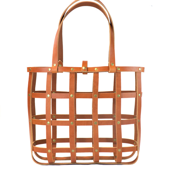 Leather Cage Tote Chestnut atomicfreedom